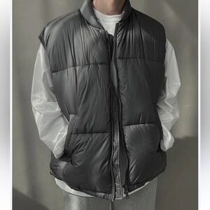 ♦️Angel Cult Dark Gray Puffer Vest w/ Cream-colored Sherpa Lining